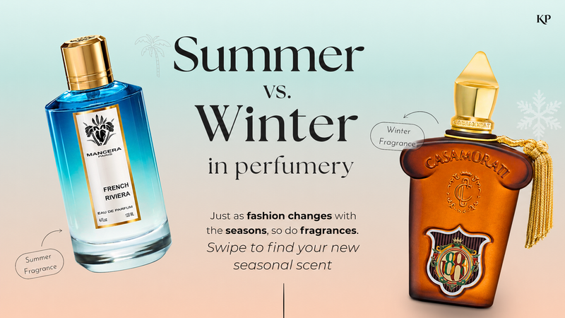 Summer vs winter fragrances in perfumery, Mancera French Riviera and Casamorati seasonal scent comparison