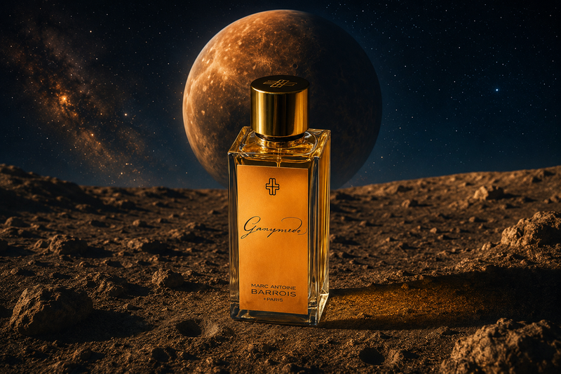 Marc-Antoine Barrois Ganymede eau de parfum, the saffron and leather niche fragrance inspired by Jupiter's icy moon
