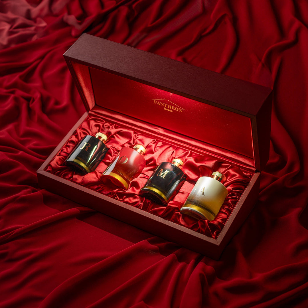 Pantheon Roma Collezione ROMA extrait de parfum gift set in a red presentation box