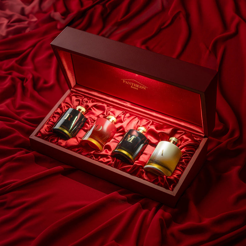 Pantheon Roma Collezione ROMA extrait de parfum gift set in a red presentation box