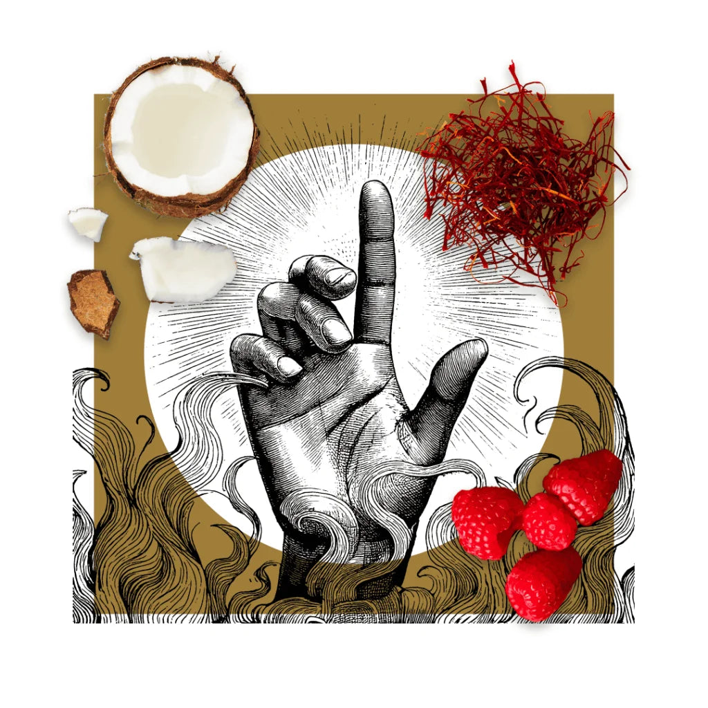 Pantheon Roma Nerone scent notes artwork with coconut and saffron