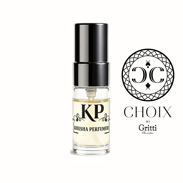 Choix by Gritti 3ml sample - Khrisha Perfumery decant vial with Choix by Gritti logo