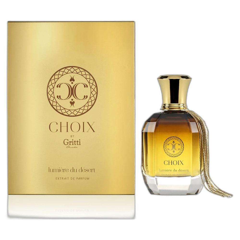 Choix Lumiere du Desert 100ml Extrait de Parfum - side angle with packaging