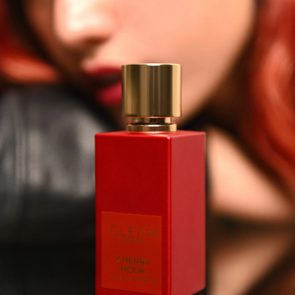 Gleam Cherry Hook 50ml Extrait de Parfum - side angle with packaging