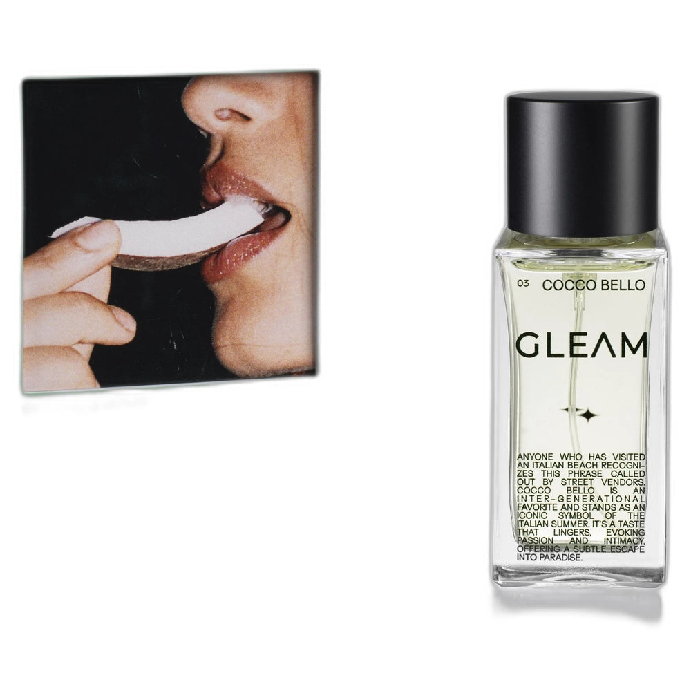 Gleam Coccobello 50ml Extrait de Parfum - side angle with packaging
