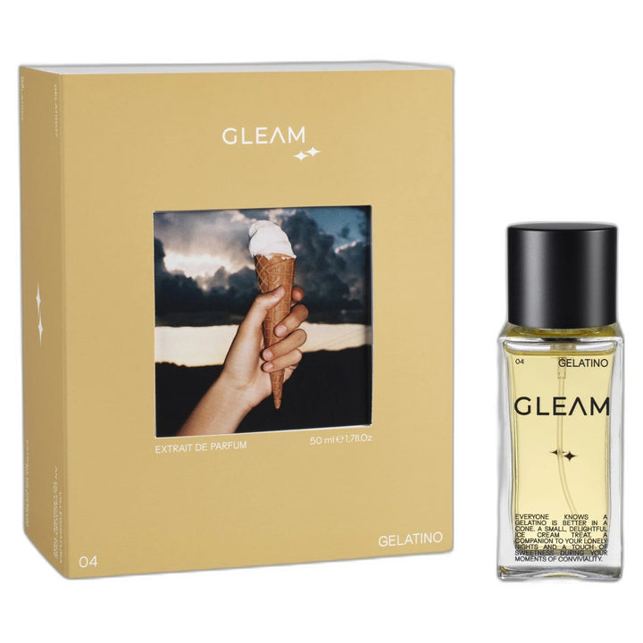 Gleam Gelatino 50ml Extrait de Parfum - side angle with packaging