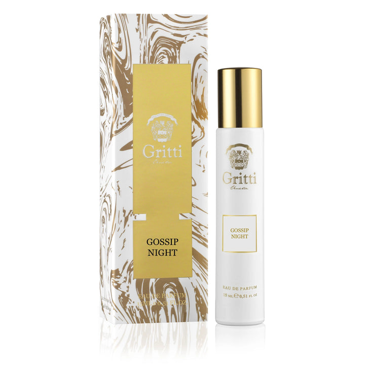 Gritti Gossip Night 15ml Eau de Parfum bottle and box | Khrisha Perfumery Australia