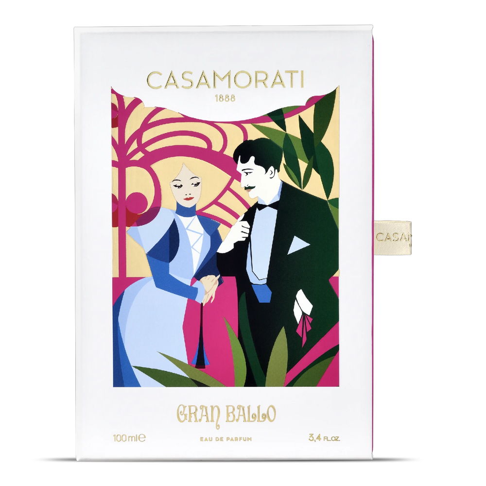 Casamorati Gran Ballo 130ml Eau de Parfum - side angle with packaging