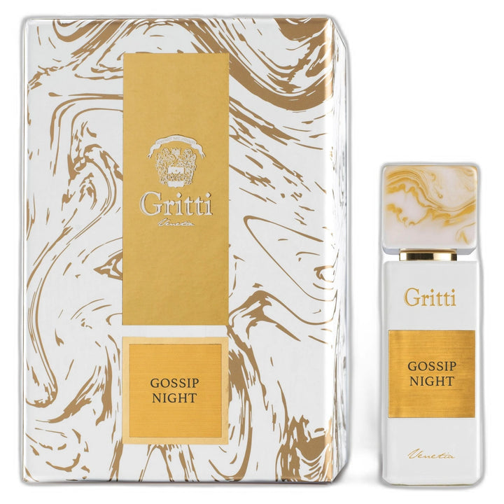 Gritti Gossip Night Eau de Parfum - side angle with packaging