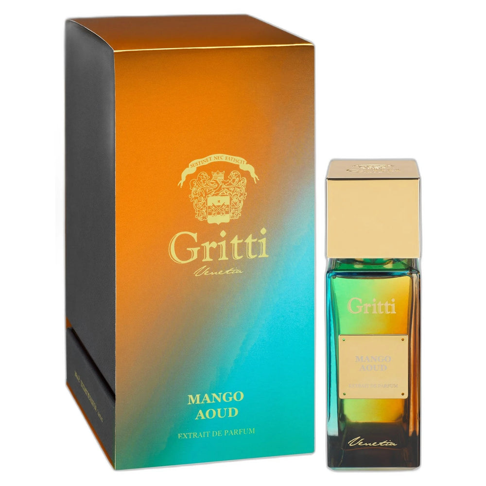 Gritti Mango Aoud 100ml Extrait de Parfum - side angle with packaging