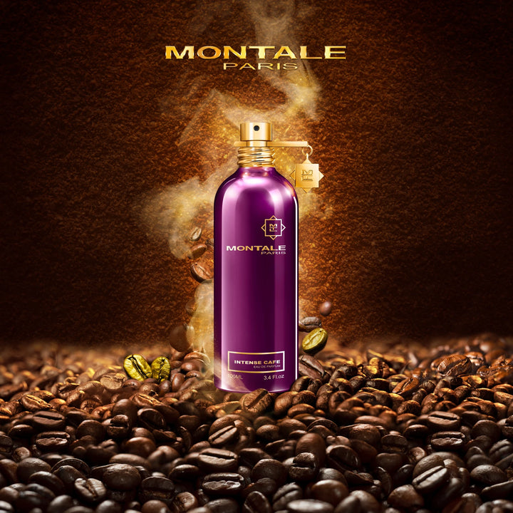 Montale Intense Cafe 100ml Eau de Parfum - side angle with packaging
