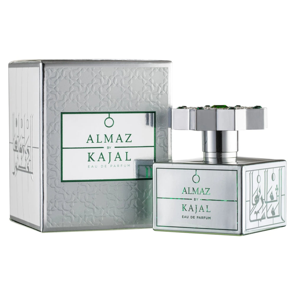 Kajal Almaz 100ml Eau de Parfum - side angle with packaging