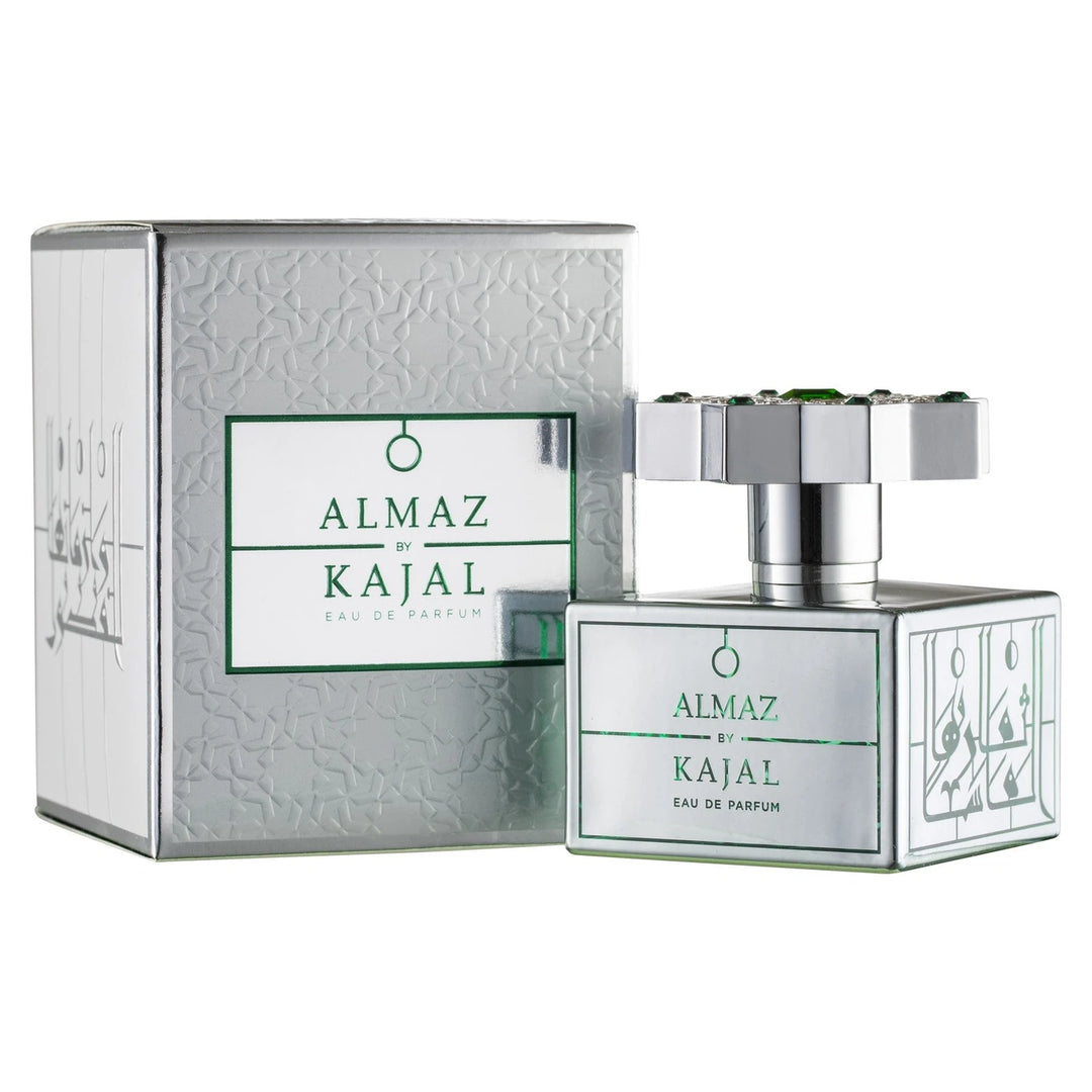 Kajal Almaz 100ml Eau de Parfum - side angle with packaging
