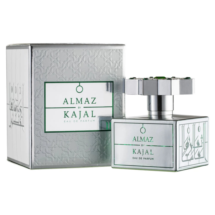 Kajal Almaz 100ml Eau de Parfum - side angle with packaging