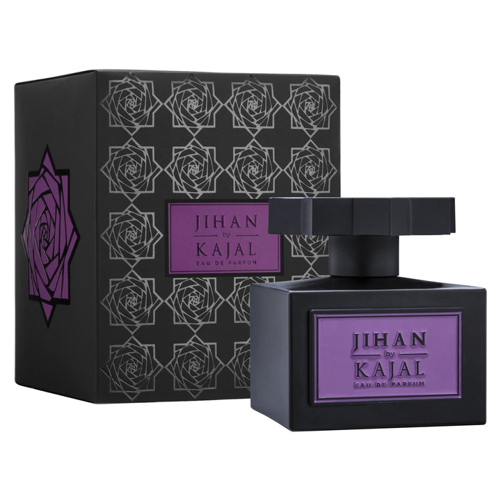 Kajal Jihan 100ml Eau de Parfum - side angle with packaging