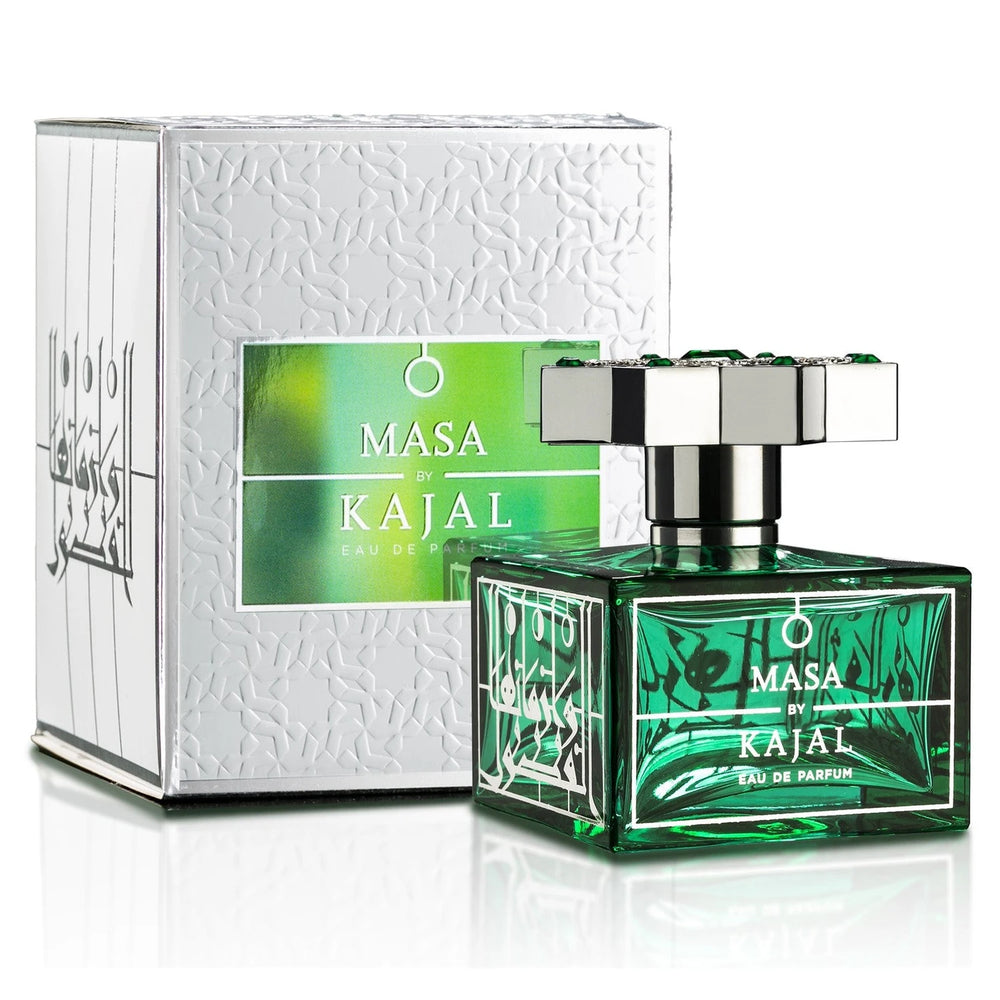 Kajal Masa 100ml Eau de Parfum - side angle with packaging