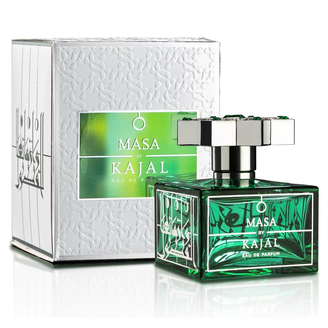 Kajal Masa 100ml Eau de Parfum - side angle with packaging