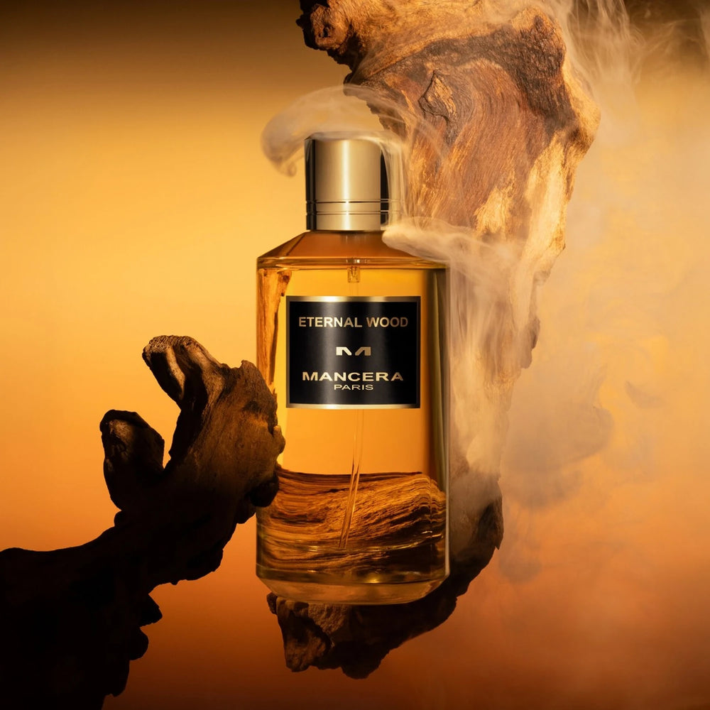 Mancera Eternal Wood 120ml Eau de Parfum - side angle with packaging