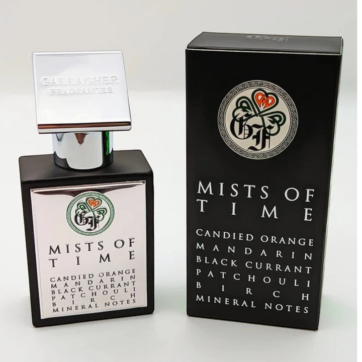 Gallagher Mists of time 50ml Eau de Parfum - side angle with packaging