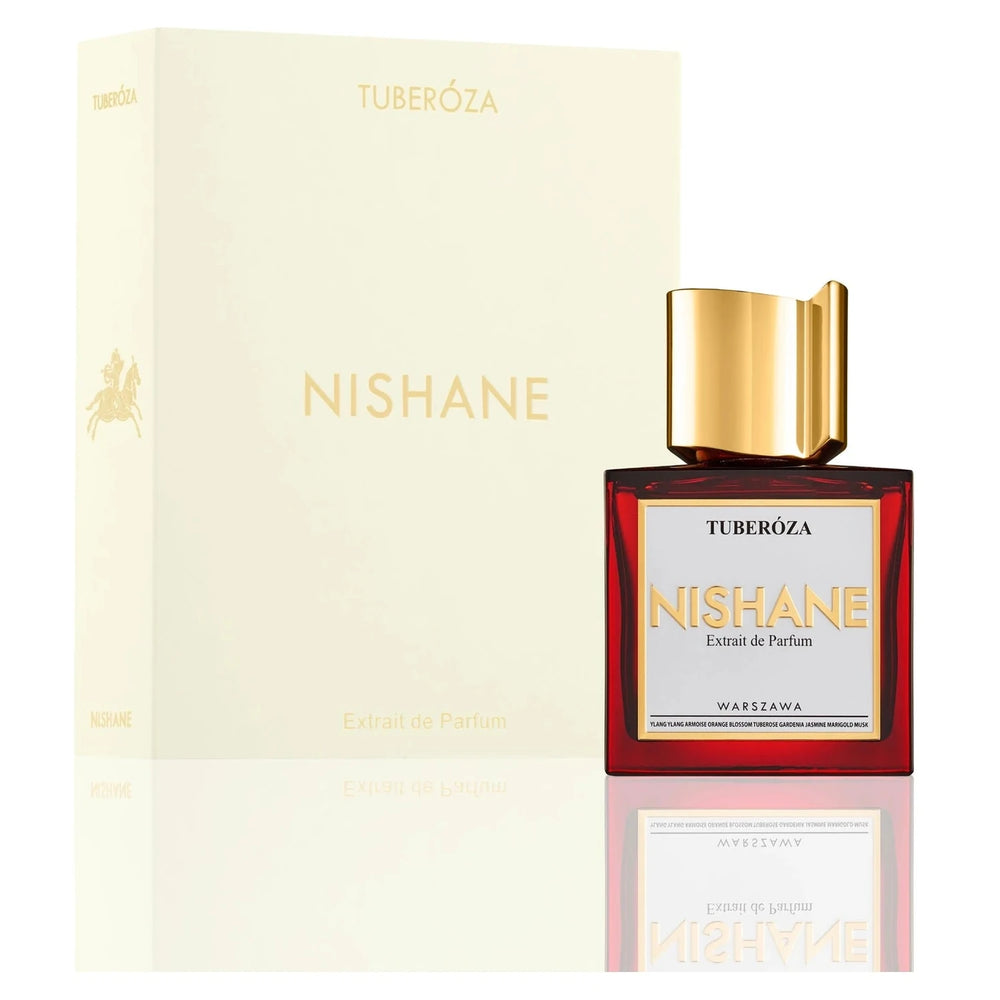 Nishane Tuberoza 50ml Extrait de Parfum - side angle with packaging