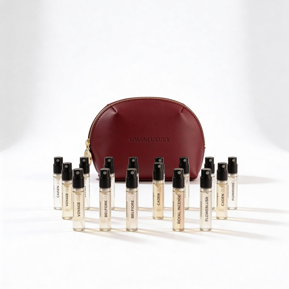 Oman Luxury Explorer Kit sample vials with the presentation box