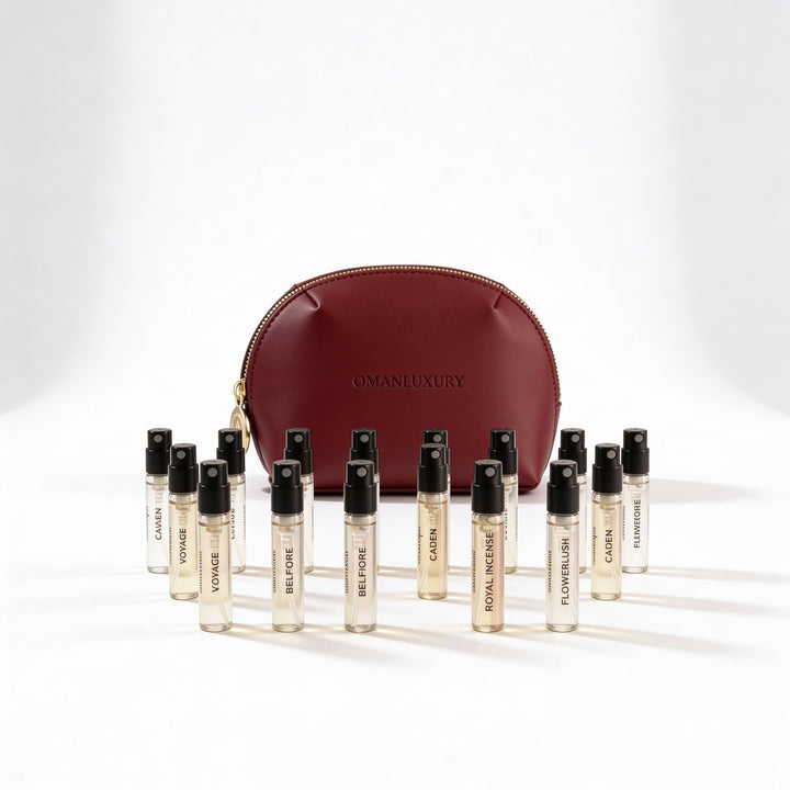 Oman Luxury Explorer Kit sample vials with the presentation box