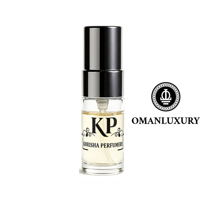 Oman Luxury 3ml sample, Khrisha Perfumery decant vial with Oman Luxury logo