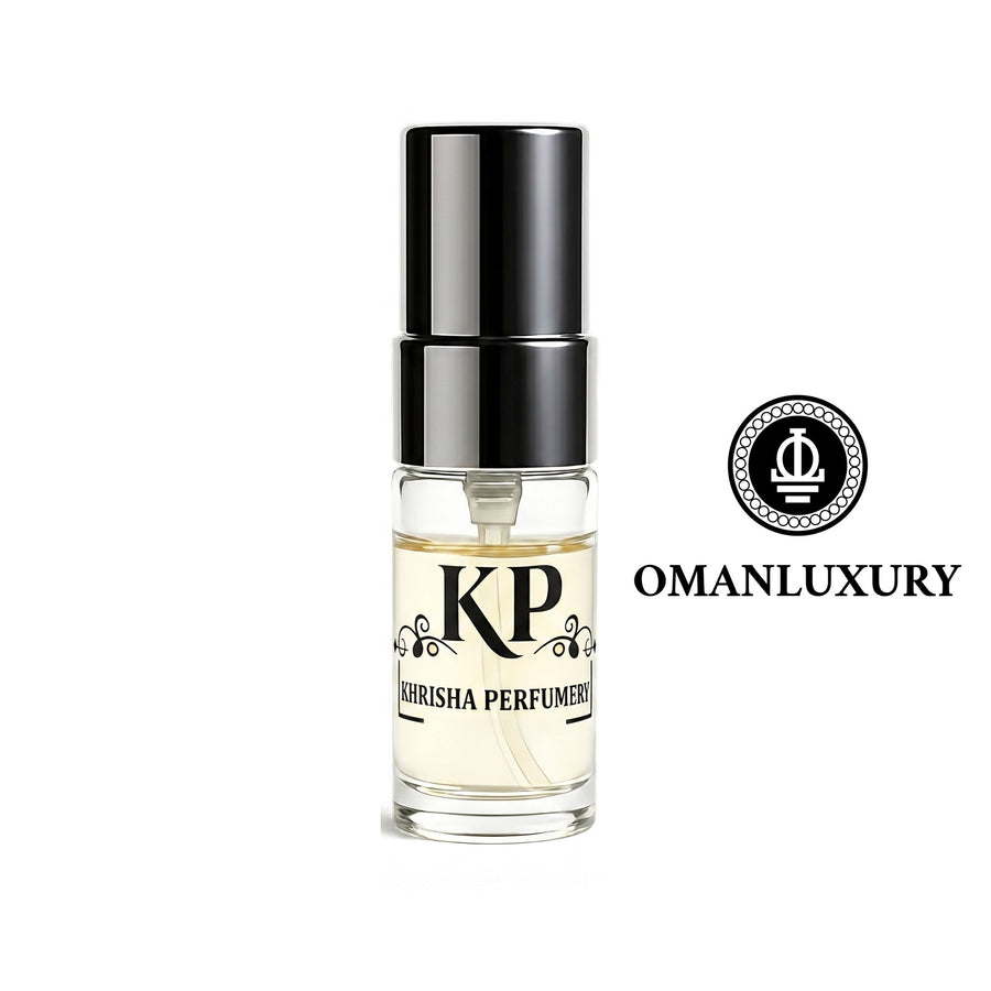 Oman Luxury 3ml sample, Khrisha Perfumery decant vial with Oman Luxury logo