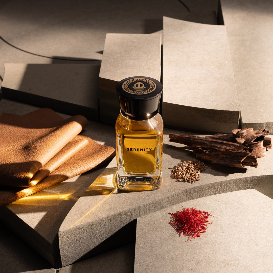 Oman Luxury Serenity Eau de Parfum bottle with cinnamon and warm spices