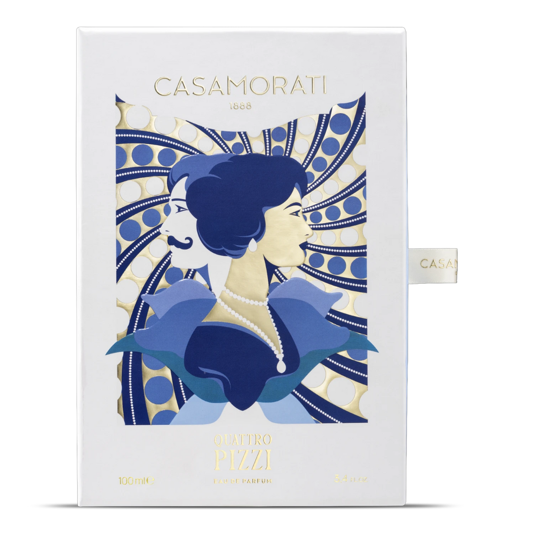 Casamorati Quattro Pizzi 100ml Eau de Parfum - side angle with packaging