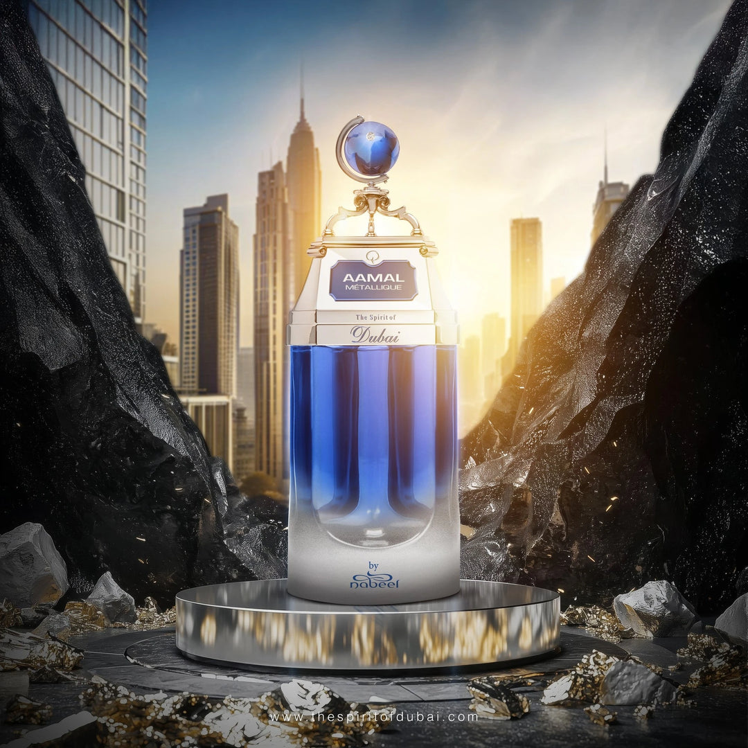 The Spirit of Dubai Aamal Metallique 90ml Eau de Parfum - packaging detail
