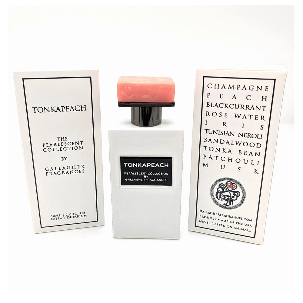 Gallagher TONKAPEACH 50 ml Extrait de Parfum - side angle with packaging