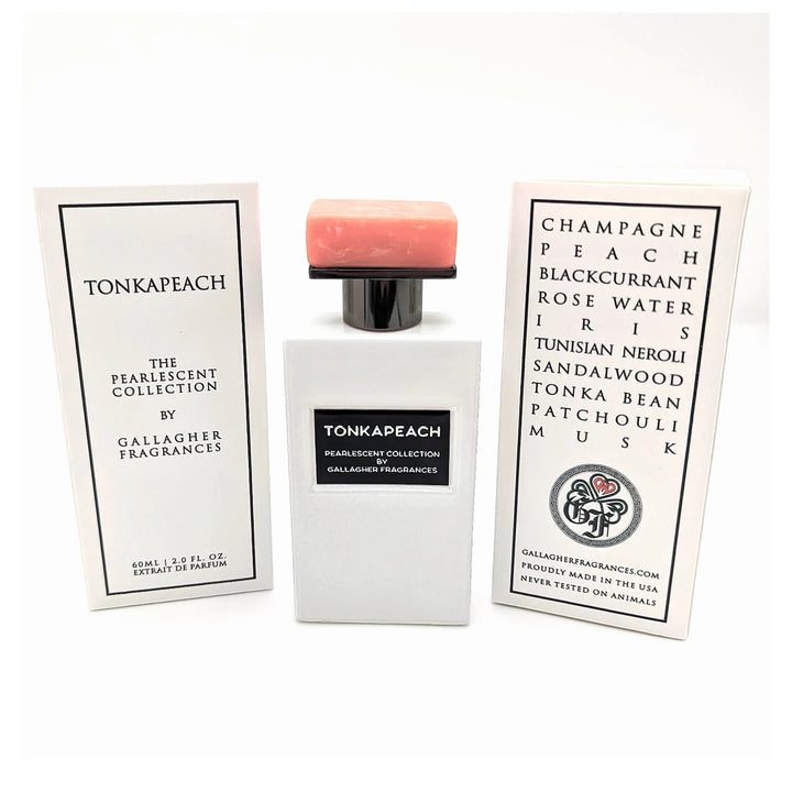 Gallagher TONKAPEACH 50 ml Extrait de Parfum - side angle with packaging